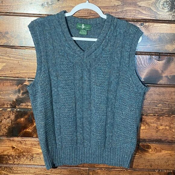 Vintage Hunt Club 100% Wool Twisted Knit Sweater Vest Blue Men's Size L-42/44 - Picture 10 of 11